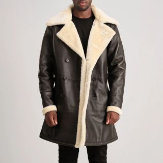 Charles Brown Suede Leather Shearling Double-Breasted Coat