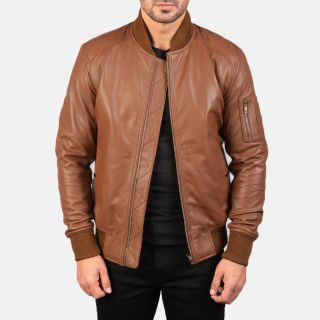 Bomia Ma-1 Black Leather Bomber Jackets