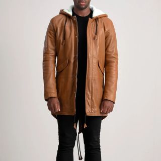 Delvin Black Leather Parka