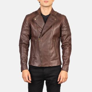 Faisor Distressed Brown Leather Biker Jackets