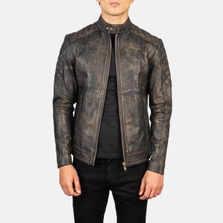 Fernando Quilted Black Leather Biker Jackets