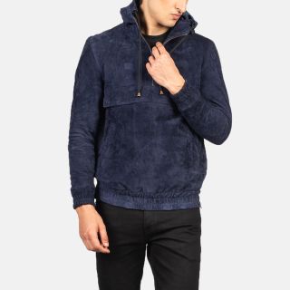Kenton Hooded Mocha Suede Pullover Jacket