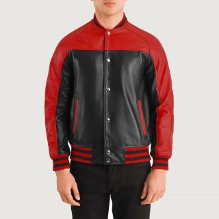 Terrance Black & Grey Leather Varsity Jacket