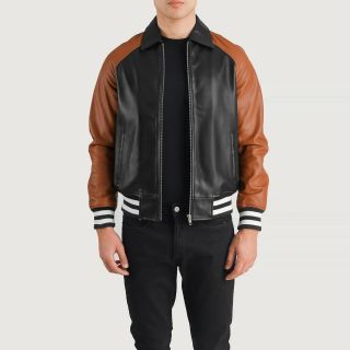 Walton Black Leather Varsity Jacket