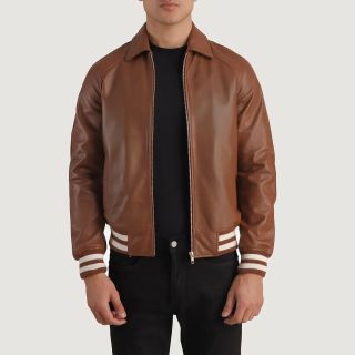 Walton Black Leather Varsity Jacket