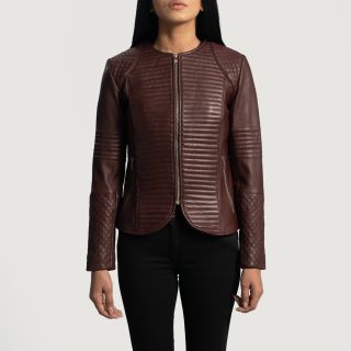Nexi Quilted Maroon Leather Jackets