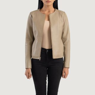 Elixir Pink Collarless Leather Jackets
