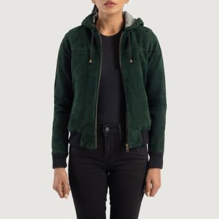 Rebella Black Hooded Leather Bomber Jackets