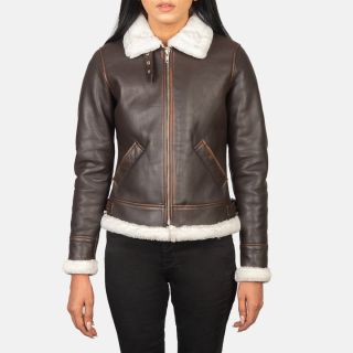 Sherilyn B-3 Black & White Leather Bomber Jackets