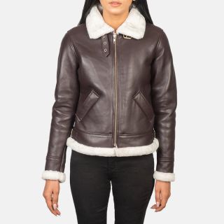 Sherilyn B-3 Black & White Leather Bomber Jackets