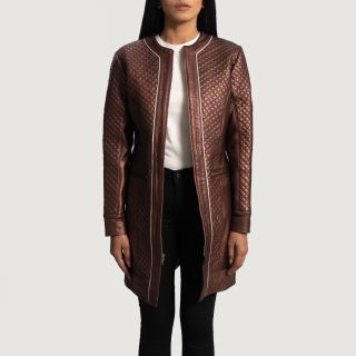 Trudy Lane Quilted Maroon Leather Coats
