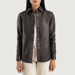 Zenith Beige Leather Shirt Jackets