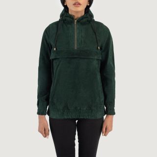 Zest Black Hooded Leather Pullover Jackets