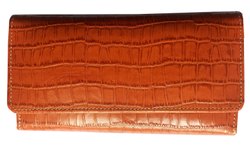 Croc Printed Leather Clutch