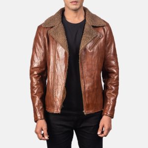 Alberto Brown Tan Shearling Leather Jackets