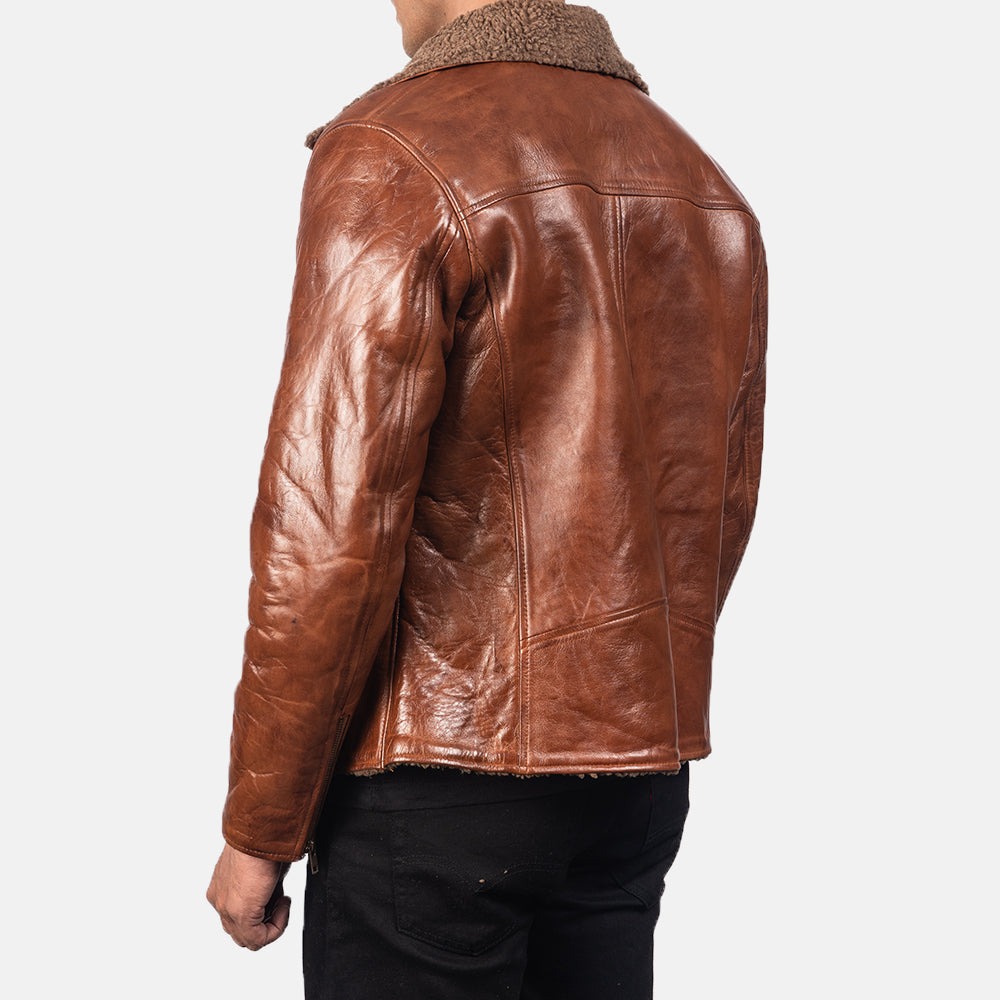 Alberto Brown Tan Shearling Leather Jackets - Image 2
