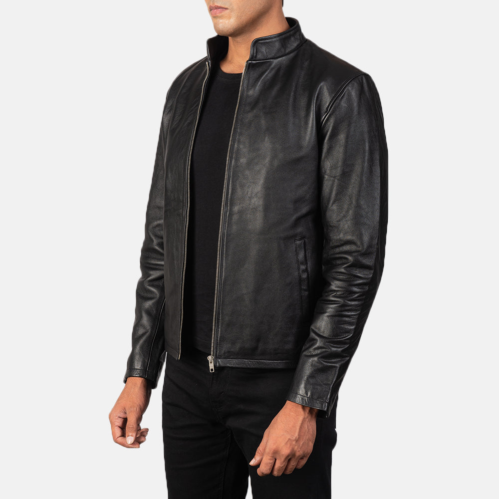 Alex Black Leather Biker Jacket - Image 6