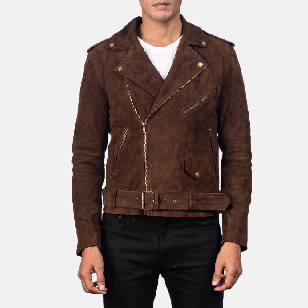 Allaric Alley Mocha Suede Leather Biker Jacket - Image 3