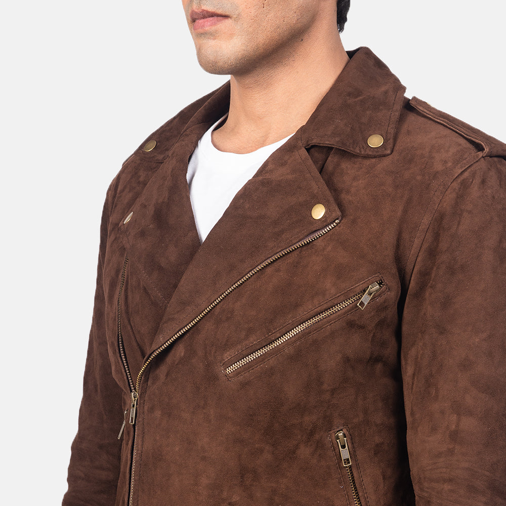Allaric Alley Mocha Suede Leather Biker Jacket - Image 7