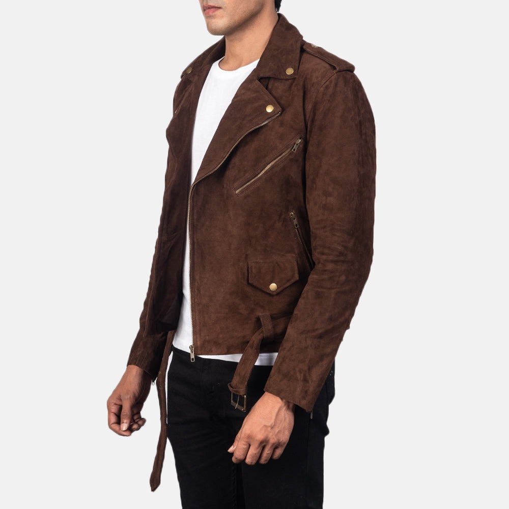 Allaric Alley Mocha Suede Leather Biker Jacket - Image 6