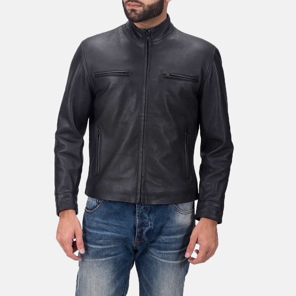 Austere Matte Black Leather Biker Jackets