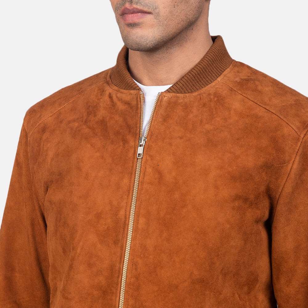 Blain Brown Suede Bomber Jacket - Image 6