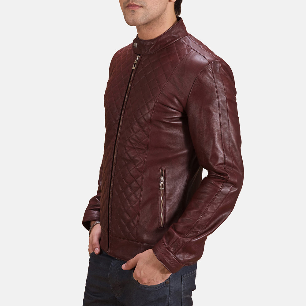 Burgunn Dee Maroon Leather Biker Jackets - Image 3