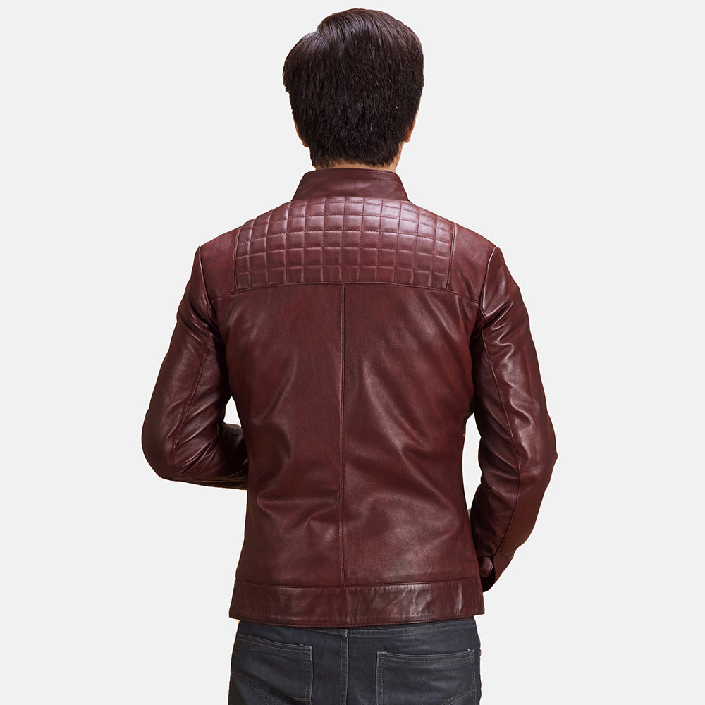 Burgunn Dee Maroon Leather Biker Jackets - Image 4