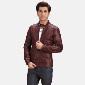 Burgunn Dee Maroon Leather Biker Jackets