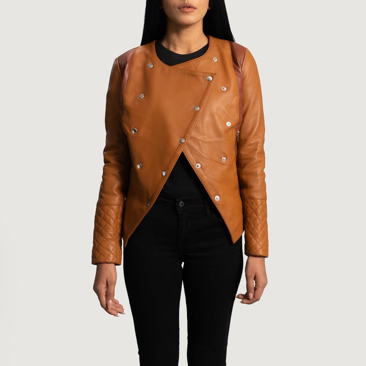 County Tan Overlap Leather Jackets - Image 6