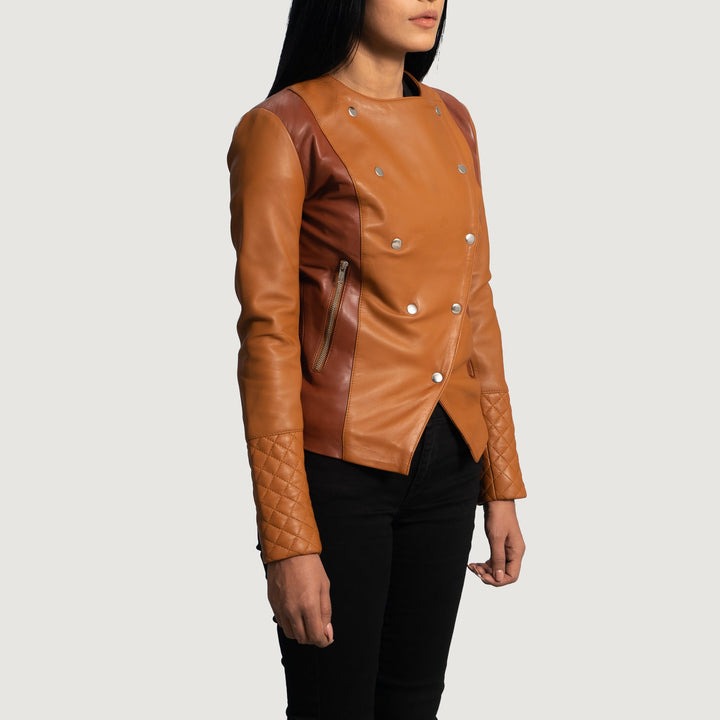 County Tan Overlap Leather Jackets - Image 4
