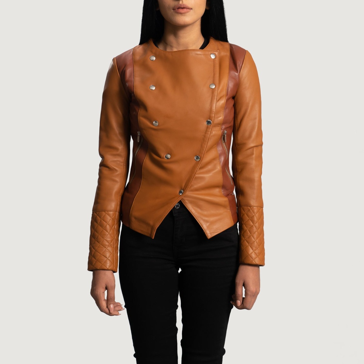 County Tan Overlap Leather Jackets