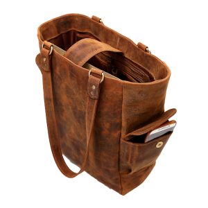 DISTRESS LEATHER WOMEN TOTE BAG