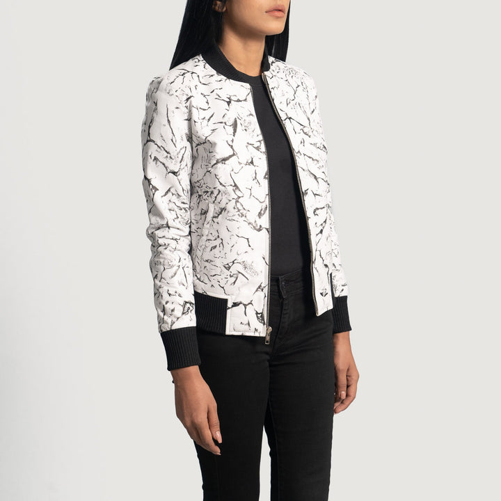 Donna Leather Bomber Jacket - Image 3