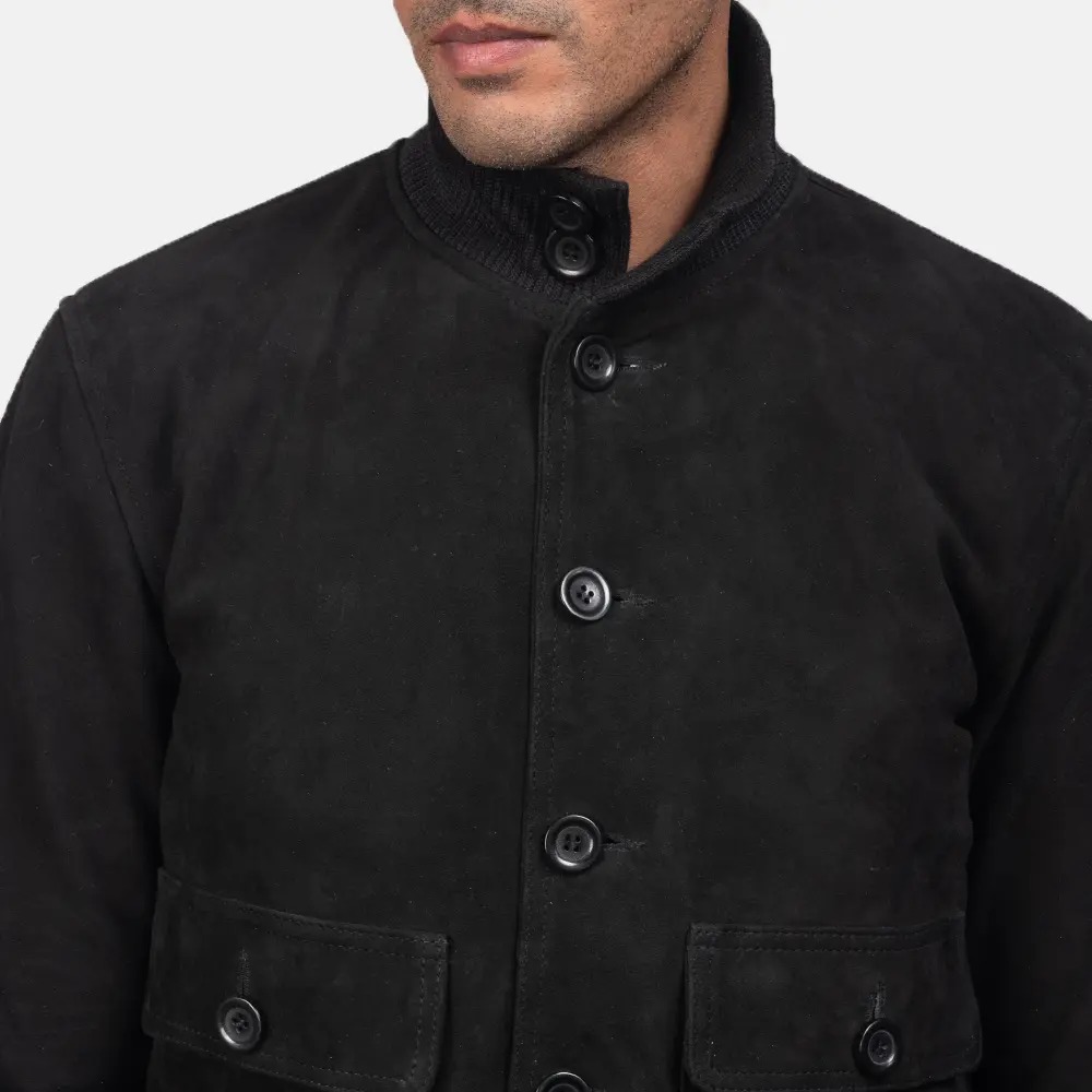 Eaton Black Suede Bomber Jackets - Image 2