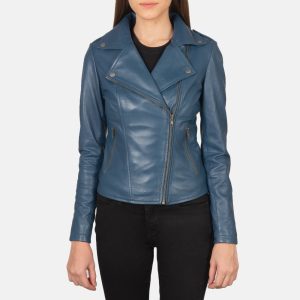 Flashback Blue Leather Biker Jackets