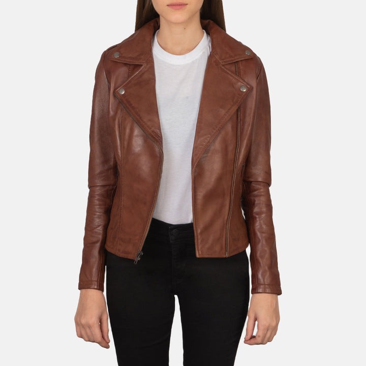Flashback Brown Leather Biker Jackets - Image 6