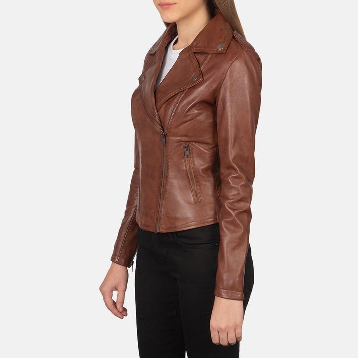 Flashback Brown Leather Biker Jackets - Image 5
