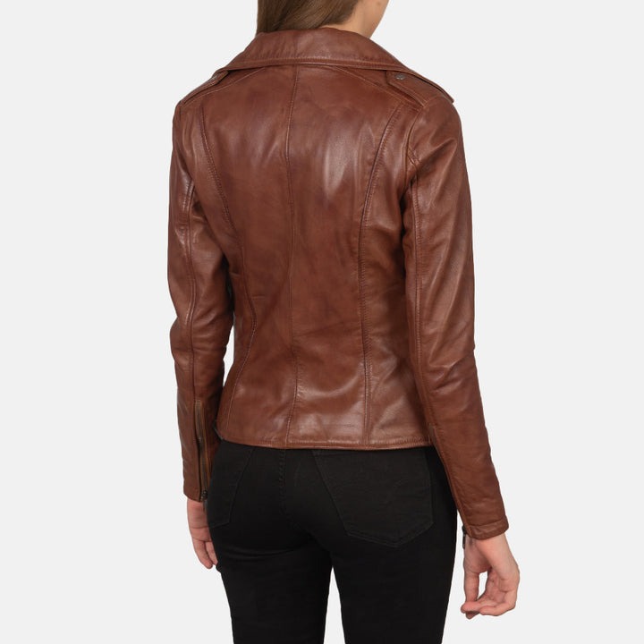 Flashback Brown Leather Biker Jackets - Image 2