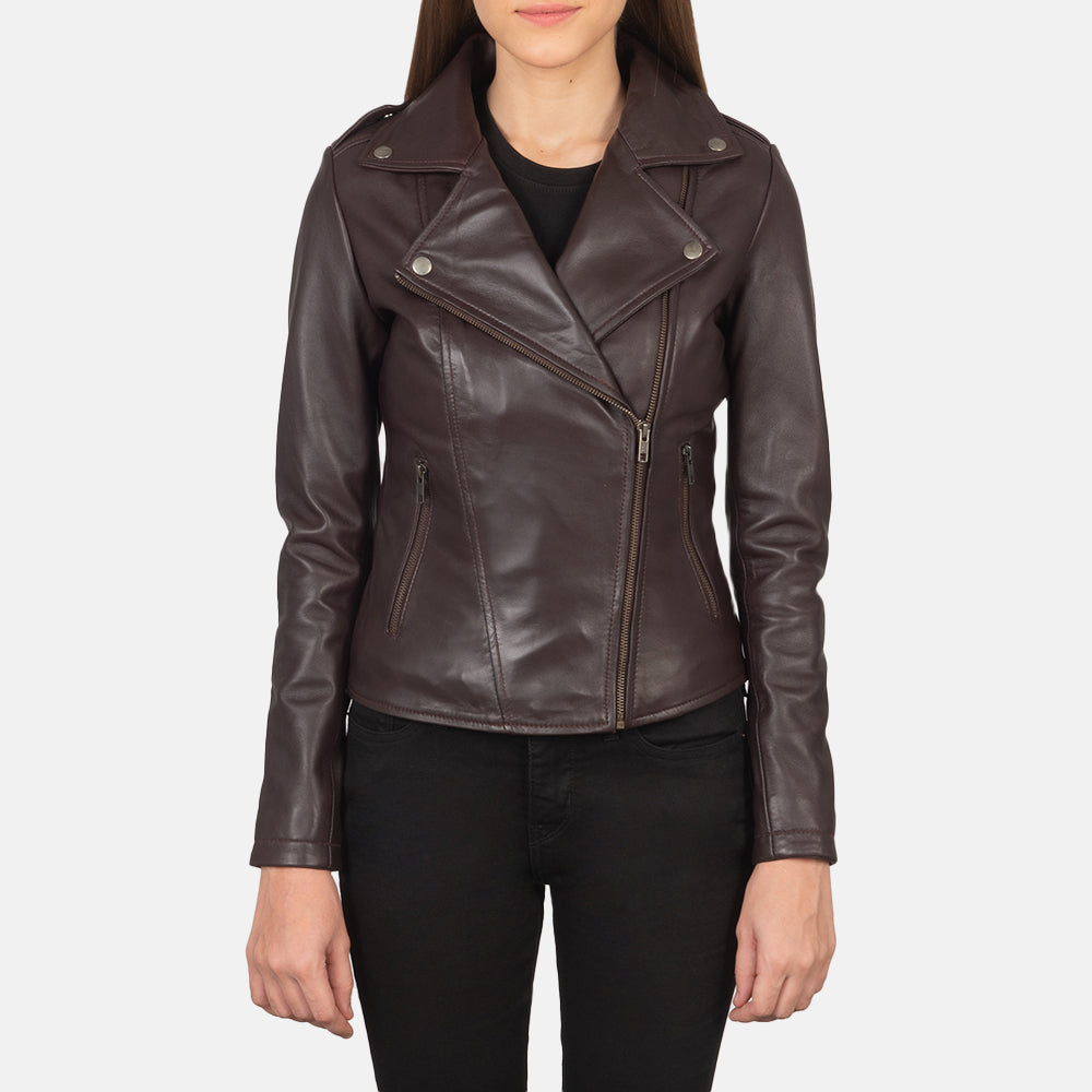 Flashback Maroon Leather Biker Jackets