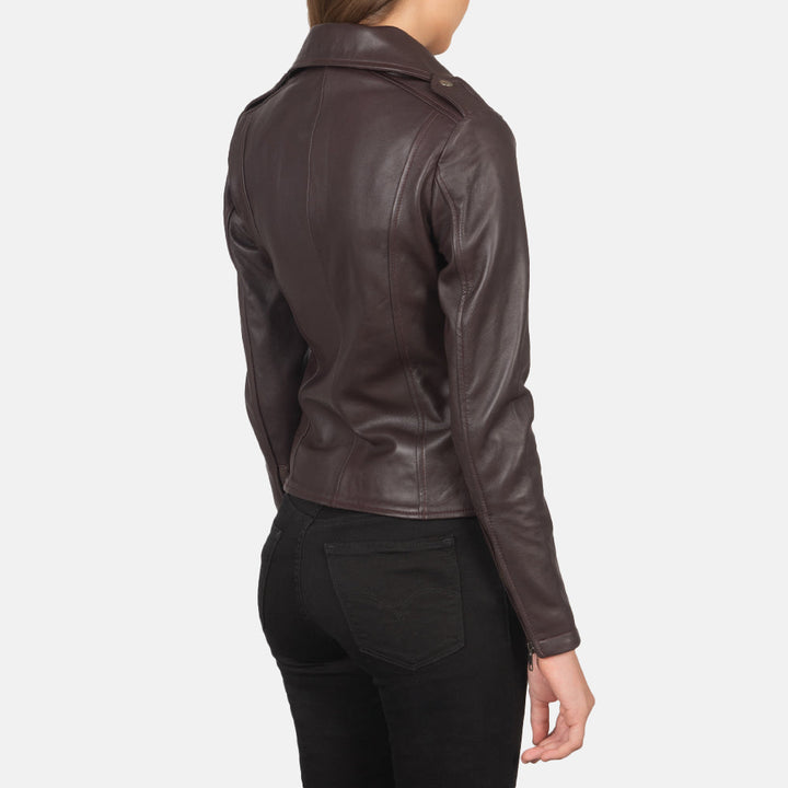 Flashback Maroon Leather Biker Jackets - Image 4