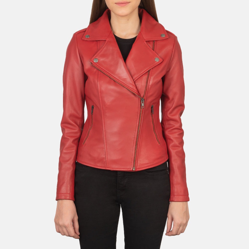 Flashback Red Leather Biker Jackets