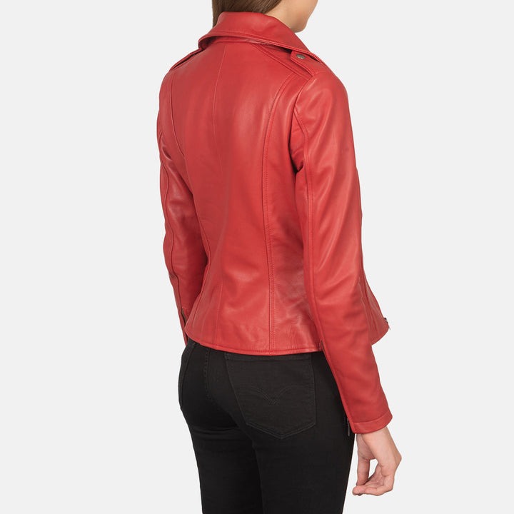 Flashback Red Leather Biker Jackets - Image 3