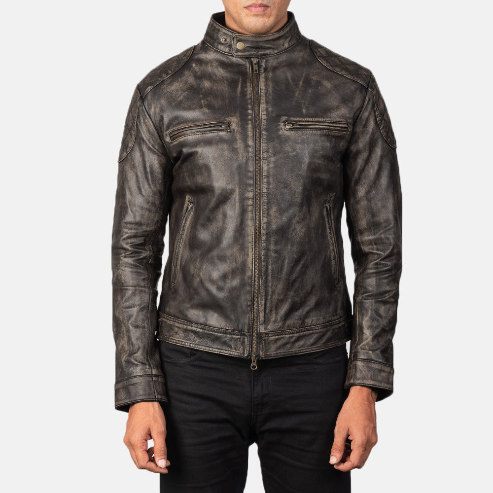 Gatsby Distressed Brown Leather Biker Jackets - Image 4
