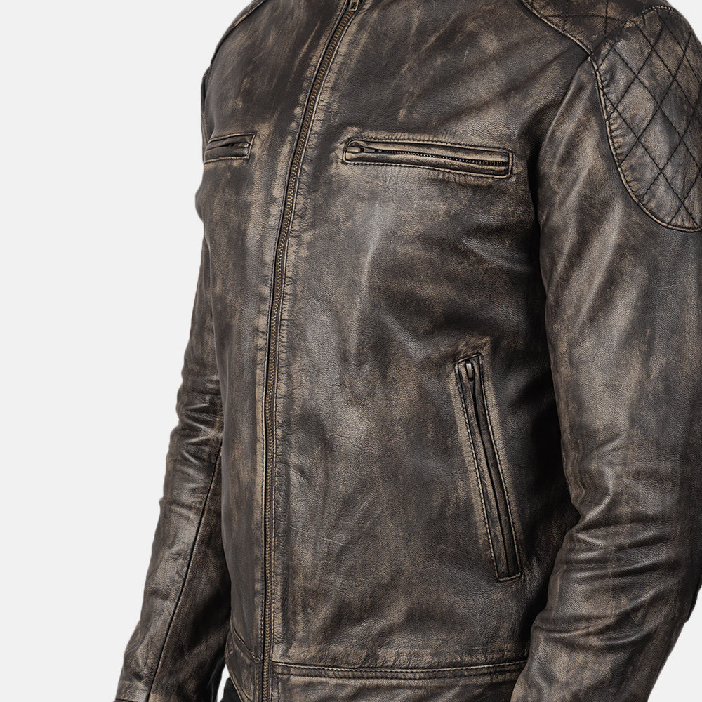 Gatsby Distressed Brown Leather Biker Jackets - Image 6