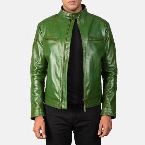 Gatsby Green Leather Biker Jackets