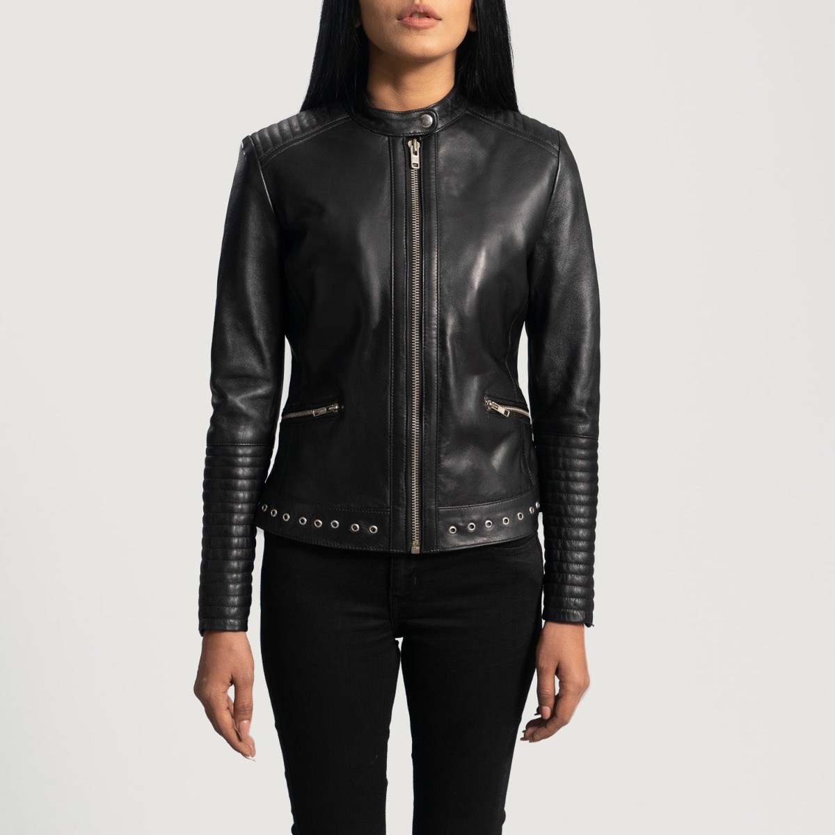 Haley Ray Black Leather Biker Jackets