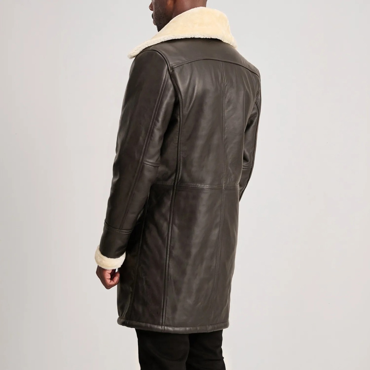 Charles Brown Leather Shearling Double-Breasted Coat - Image 6