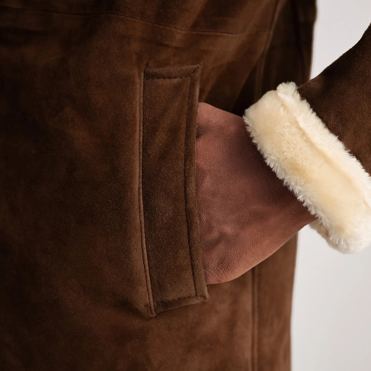 Charles Brown Suede Leather Shearling Double-Breasted Coat - Image 6