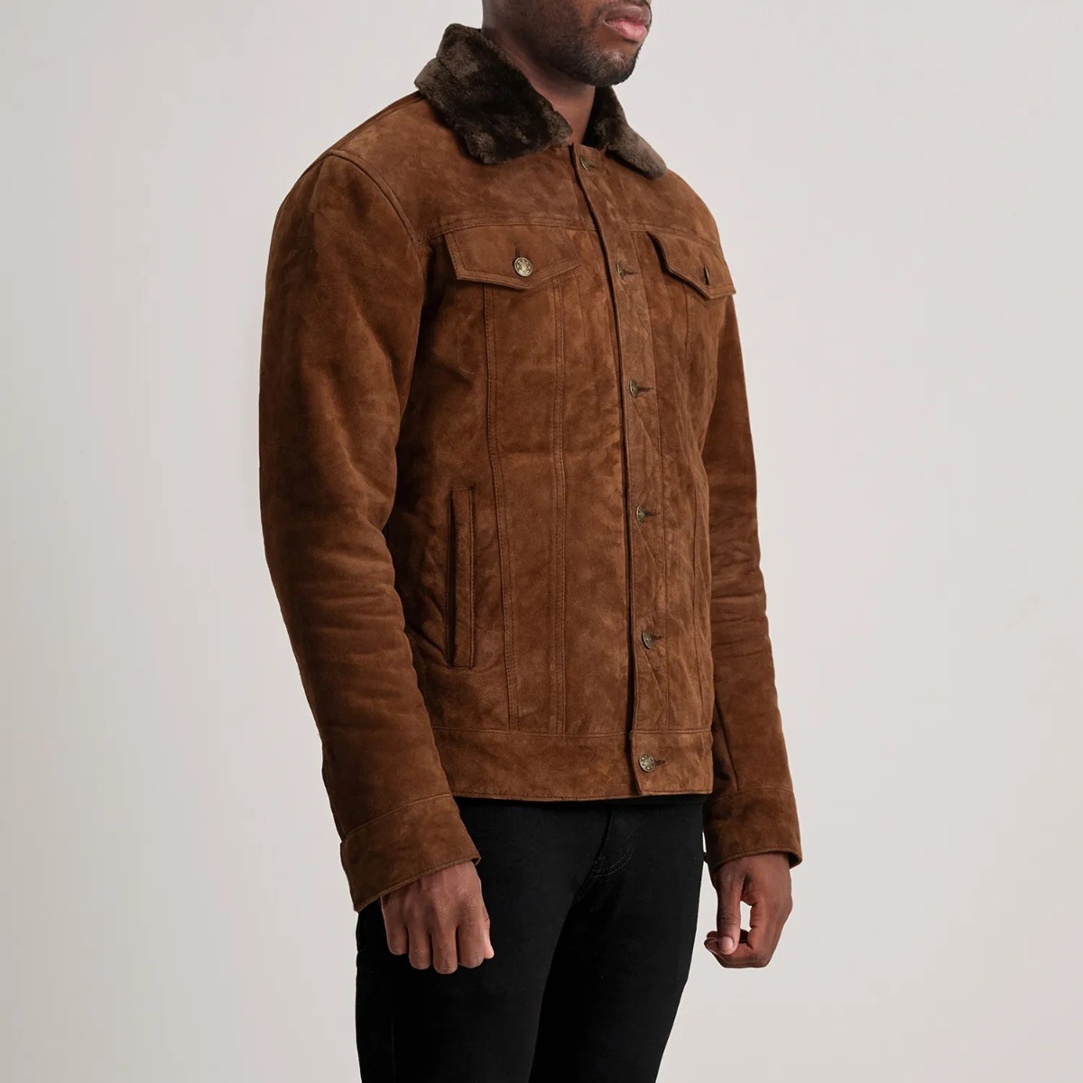Dallis Brown Shearling Trucker Jacket - Image 5